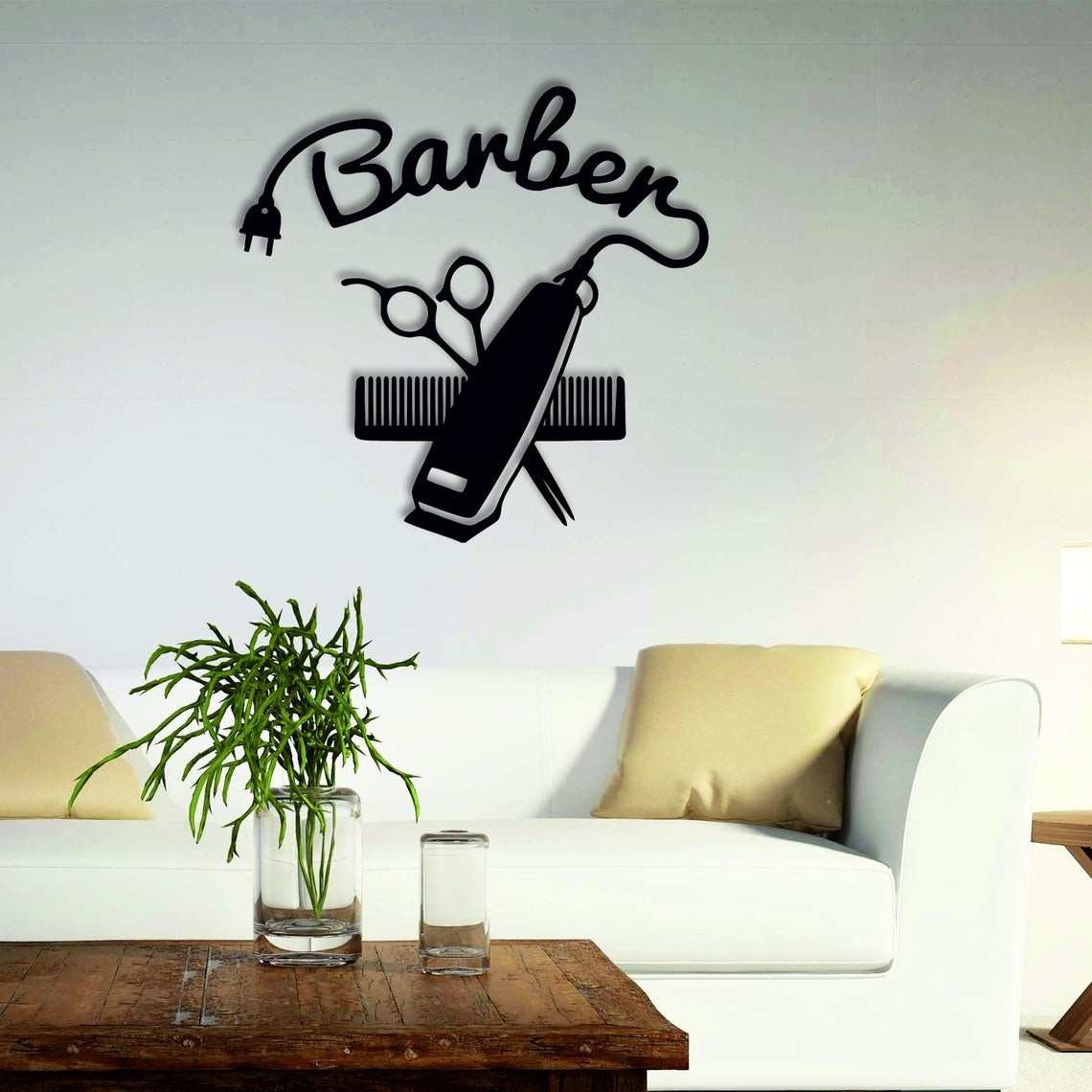 MetalBarberShopSign_CustomBeautySalonSign_MetalHairSalonSign_CustomBusinessDecor_hairStylistGift_ScissorsClippersComb.jpg